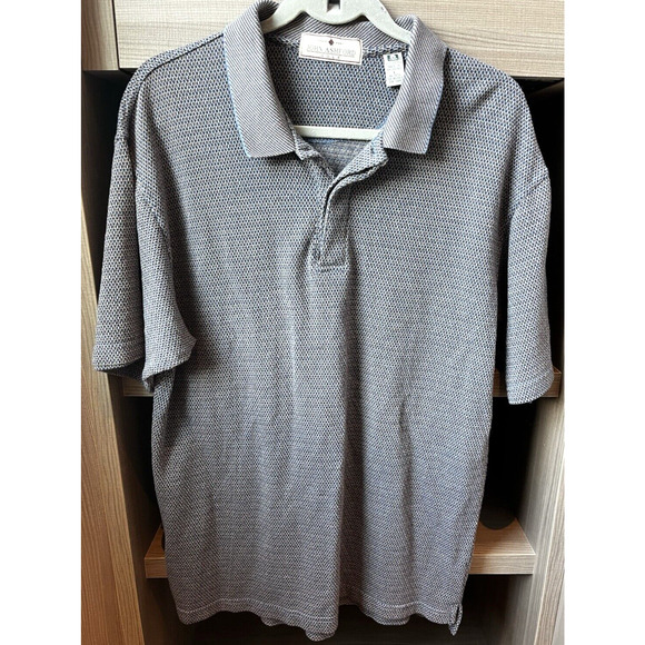 Vintage John Ashford Golf Polo Mens SZ L Cotton 90s 2 Button Textured  13711 - Picture 2 of 10